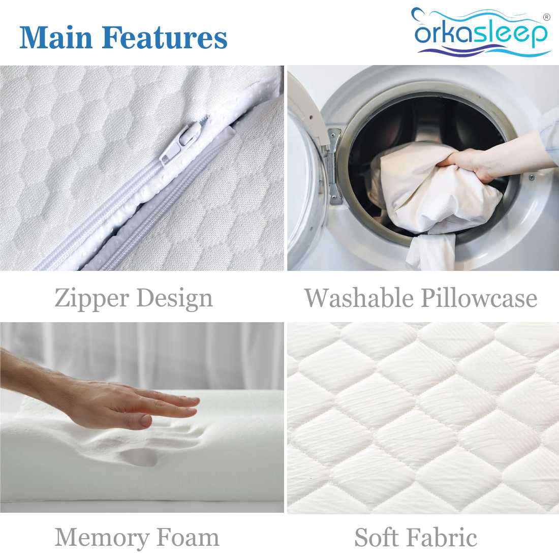 Orkasleep Sunrise Rectangular Orthopedic Neck Support Pillow for Sleeping & Shoulder Pain Memory Foam Solid Sleeping Pillow Pack of 1 view 7